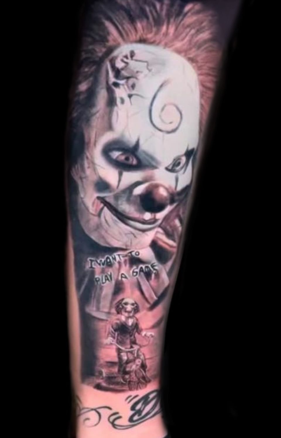 Payaso tatuado en realismo